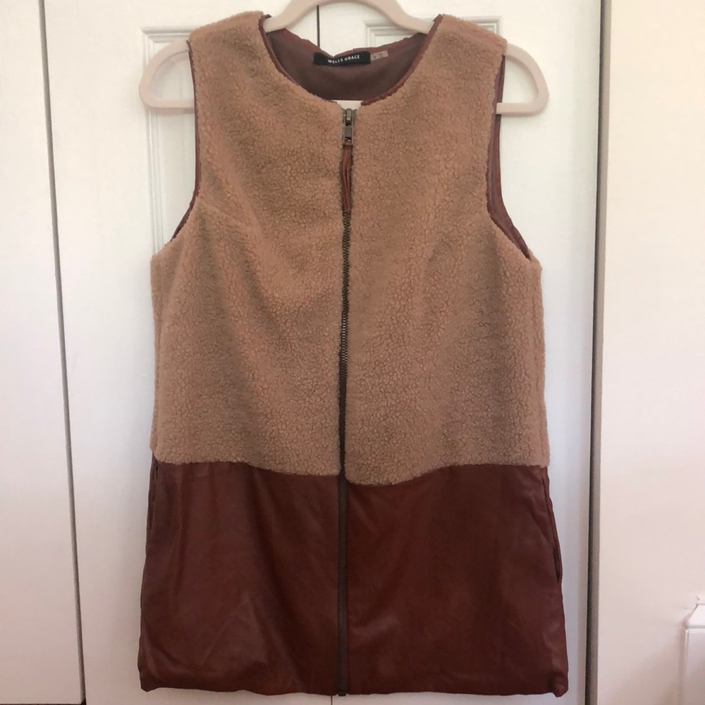 Wells Grace Faux Leather/Fur Vest